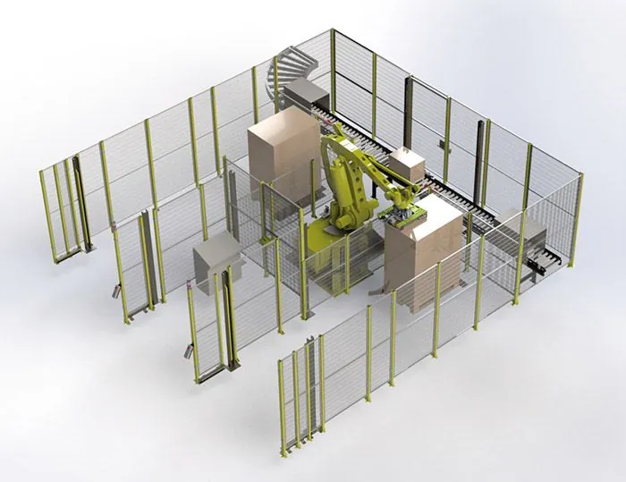 Conception 3D d'une cellule robotisée de palettisation de cartons